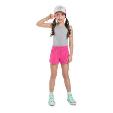 Imagem de Shorts básico infantil menina de moletinho Brandili, 4, Rosa