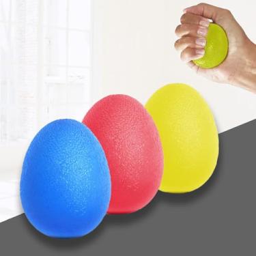 Imagem de 3 peças de treinamento de força de aperto de mão, bola de alívio de estresse, terapia de reabilitação de pulso, ferramentas de apertar de bola, vermelho, amarelo e azul