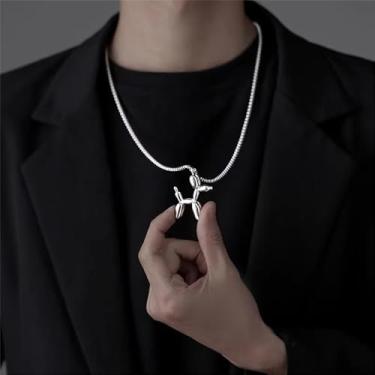 Imagem de Colar com pingente de cachorro com balão colorido - design fofo de poodle para mulheres, one size, Aço inoxidável, Sem Pedra Preciosa