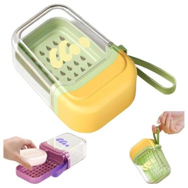 Imagem de Mini caixa de sabão portátil para viagem, dreno selado com tampa, recipiente de sabonete portátil para uso diário