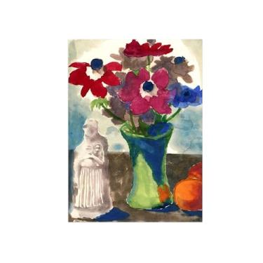 Imagem de BMZFYBS Pôster e impressões em tela de flores vintage - reprodução de pintura de arte de parede famosa - Anêmonas - imagens para sala de estar 90 x 125 cm 35 x 49 pol sem moldura