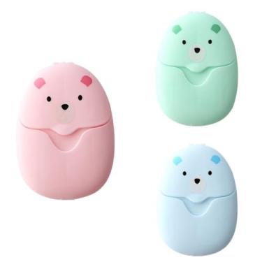 Imagem de 3 caixas (150 folhas) de papel sabonete, mini papel de sabão descartável portátil de espuma de viagem, adequado para viagens, acampamento e caminhadas