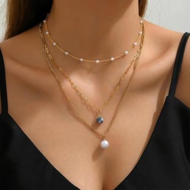 Imagem de 1 colar multicamadas de material de aço inoxidável, peça de joias em camadas, estilo havaiano, acessório moderno versátil para mulheres