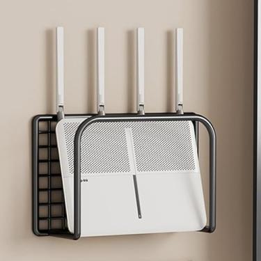 Imagem de Prateleira suspensa, suporte de armazenamento de parede para roteador não carimbado - grande preto