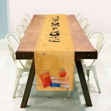Imagem de Corredor de mesa de volta às aulas - design de régua de 33 x 182 cm, decoração de sala de aula, festa do primeiro dia de escola e decoração de casa