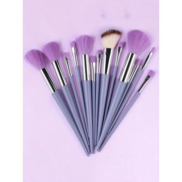 Imagem de Conjunto de 13 pincéis de maquiagem macio e fofo profissional base cosmética em pó sombra kabuki pincel de maquiagem ferramenta de beleza com bolsa esponja de maquiagem presente de beleza para