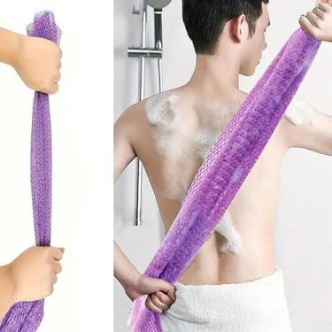 Imagem de Rede Africana Longa Esponja de Banho Stretch Comprimento até 172 cm Corpo de Banho Esfoliante Chuveiro Corpo Costas Esfoliante Pele Suave (Roxo)