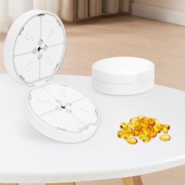 Imagem de Organizador de comprimidos de grande capacidade – Dispensador portátil para vitaminas, medicamentos, suplementos - branco