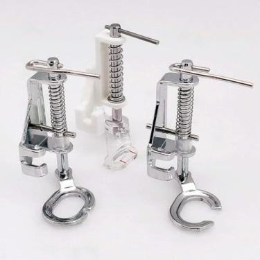 Imagem de 3 peças de calcador de metal aberto para pés livres movimento acolchoado bordado calcador serve para a maioria das máquinas de costura de haste baixa Snap-On Singer, Brother, Babylock, Euro-Pro
