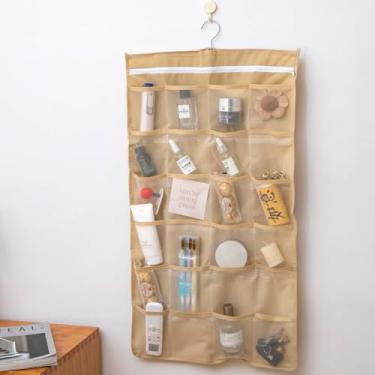 Imagem de Organizador de armário de pendurar bolsa de armazenamento de tecido dupla face com bolsos sobre a porta, organizador de sutiã e roupa íntima, armário de parede, economiza espaço