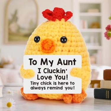 Imagem de Presentes engraçados para tia de Natal - Mini presente de aniversário de galinha feito à mão para tia tia dia das mães ou elefante branco, da sobrinha sobrinho - Presente engraçado essencial de
