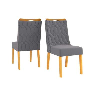 Imagem de Cadeira De Cozinha Bia Cedro-suede Lunar Grafite - Dj Móveis