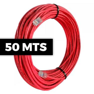Imagem de Cabo De Rede Cat 6 Mpt Interno 50 Metros U/utp 4p X 23awg | Vermelho Com Conectores