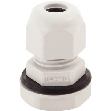 Imagem de Conector Prensa-cabo 1/4 Polegada Tramontina Em Termoplástico Cinza Com Bucha Tramontina