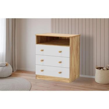 Imagem de Cômoda Infantil Smim C- 1 Nicho E 3 Gavetas Branco-amendoa - Peroba