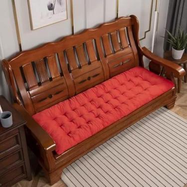 Imagem de Almofadas De Banco De 8 Cm De Espessura 2/3 Lugares Jardim Retangular Banco Almofadas De Assento Almofadas De Sofá Para Sala De Jantar Pátio Cozinha Escritório Chaise Outdoor, Orange, 110 * 52 * 8cm