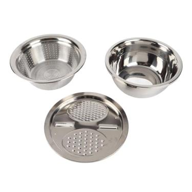 Imagem de AYNEFY Ralador Multifuncional de Aço Inoxidável, Ferramenta de Cozinha 3 Em 1 Com Filtro e Cesta de Drenagem, Ideal para Lavar e Preparar Legumes e Frutas