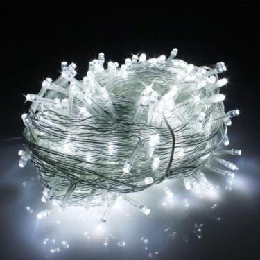 Imagem de Cordão Pisca-Pisca LED Luz Branca 220V - 10 Metros Natal 100 leds 8 funções Branco Natalino