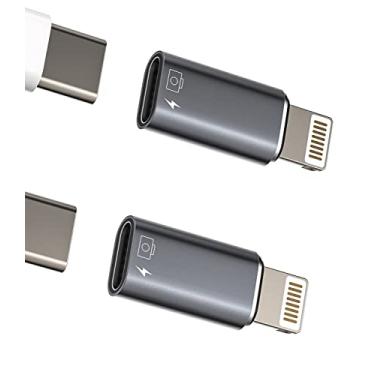 Imagem de Kefiany Adaptador para iPhone OTG Dongle (pacote com 2) USB C fêmea para Lightning macho carregador de fone de ouvido sincronização de dados tipo-c câmera leitor de cartão flash drive mouse U Disk