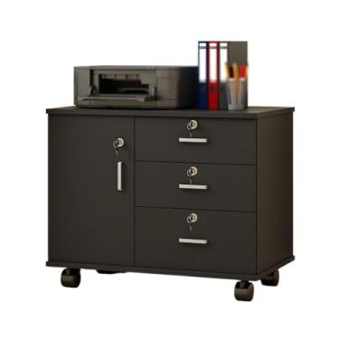 Imagem de Armário de Arquivos Armário de armazenamento multi-gaveta arquivo grande capacidade escritório dados móvel mais amplo(Preto)