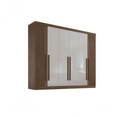 Imagem de Roupeiro 6 Portas Ripado 6 Gavetas Sem Pés Da Vinci Plus - D' Doro Cinamomo-off White-ripado