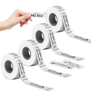 Imagem de Fita de etiqueta D30 [160 etiquetas/rolo x 4] Fita térmica de etiqueta de 12 mm x 40 mm 0,47" x 1,57" refil de fita compatível com impressora de etiquetas Phomemo D30 preta em transparente, 4 rolos