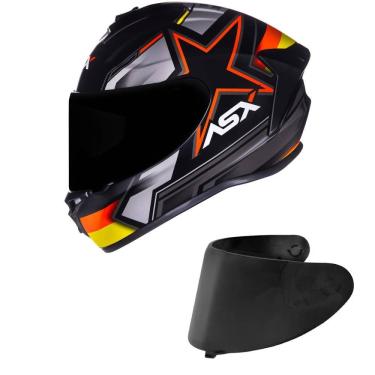 Imagem de Capacete ASX Draken Pilot Preto Vermelho e Amarelo Fosco Mais Viseira Fumê
