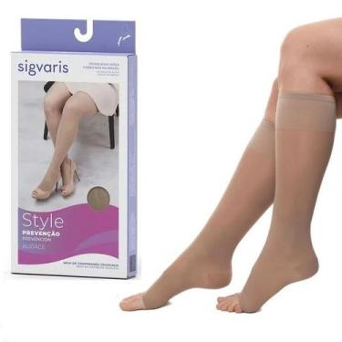 Imagem de Meia 3/4 Sigvaris Audace 120A 15-20MMHG Suave Compressão Aberta, Natur