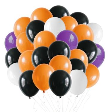 Imagem de XINYINGYU Balões de Halloween, 110 peças de balões de festa laranja preto de 30,5 cm para aniversário, formatura, decoração de abertura