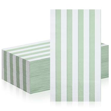 Imagem de Guardanapos de papel listrados de 100 quilates toalhas de mão decorativas para convidados (verde)