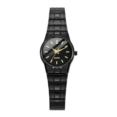 Imagem de BESTKANG Relógio feminino elegante minimalista – Relógio de pulso fino de quartzo de aço inoxidável, à prova d'água para mulheres, Preto, Moderno, moderno