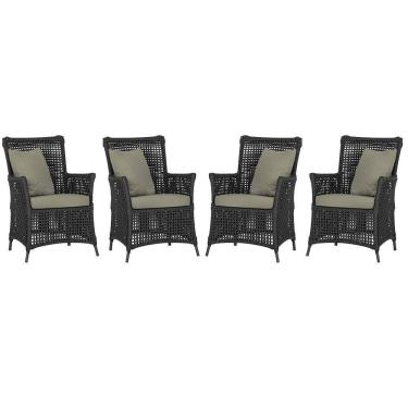 Imagem de 4 Poltronas Igapó Alumínio Pintura Preta Corda Náutica E8 Preto