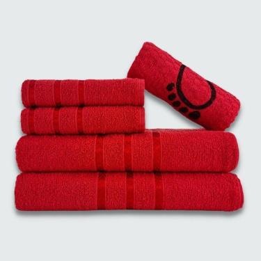 Imagem de Jogo De Toalha Banho 5 Peças Verona 100% Algodão Vermelho