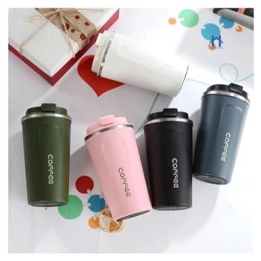 Imagem de Copo Térmico Cafe Cerveja Com Tampa Aço Inoxidável Anti-vazamento 500ml Cor: BRANCA visite nossa loja Leo Top Store