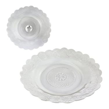 Imagem de Conjunto de 5 Pratos de Vidro Egípcio, Design Estrela, Transparente, 21,5cm x 3,2cm, Vidro Temperado, para Refeições e Eventos Especiais