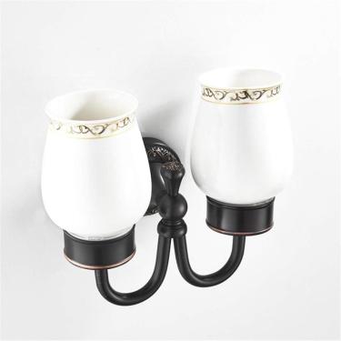 Imagem de Acessórios De Banheiro Antigos Esculpidos Suporte De Escova De Vaso Sanitário Conjuntos De Hardware De Banho De Latão Sólido Saboneteira Retrô Preta Banyo Aksesuarlari, Towel Ring