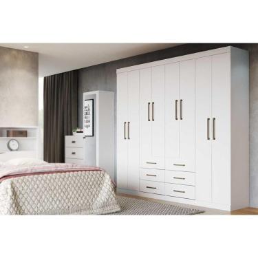 Imagem de Guarda Roupa Casal 8 Portas E 6 Gavetas Liverpool Branco - Santos Andirá
