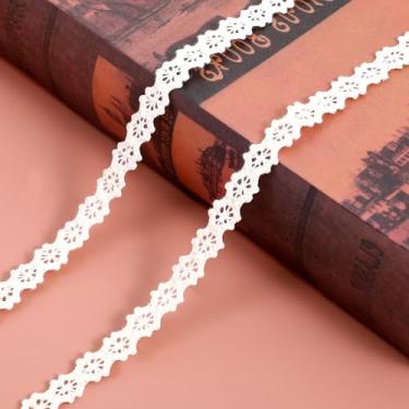 Imagem de Fita de renda de algodão vintage de 10 metros, acabamento de renda de crochê bege para embrulho de pacote de presente, decoração de casamento nupcial, artesanato (1 cm)