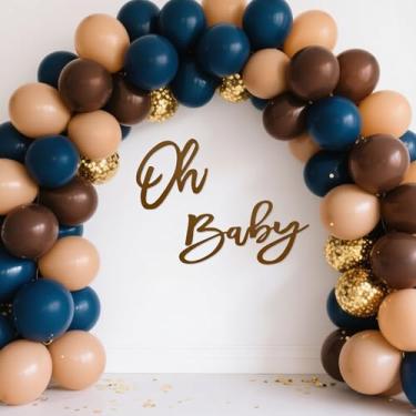 Imagem de Oh Baby Sign for Backdrop - Letreiro reutilizável de feltro marrom para chá de bebê, menino, menina, revelação de gênero, bandeira, balão, arco, decoração de fotografia (marrom feltro)