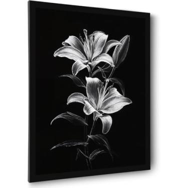 Imagem de Arte de parede de banheiro em tela decoração de parede vintage emoldurado arte de parede decoração de parede preto e branco flores de corredor imagens de arte de parede para banheiro arte para paredes