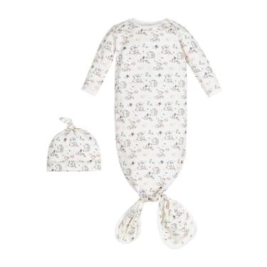 Imagem de Under The Nile Conjunto de gorro e vestido de algodão orgânico – Bebês da floresta, 0 a 3 meses