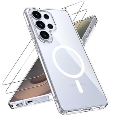 Imagem de Natbok Capa magnética para Samsung Galaxy S26 Ultra com 2 protetores de tela de vidro temperado, [compatível com MagSafe] amortecedor de TPU macio à prova de choque e capa traseira de policarbonato