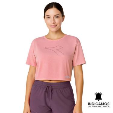 Imagem de Camiseta Cropped Diadora Uno New Running Feminina - Rosa GG-Feminino