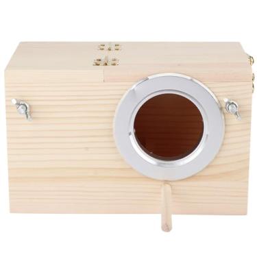 Imagem de GLOGLOW Casa de Pássaros de Madeira, Caixa de Reprodução Resistente para Pássaros Pequenos, Com Abertura de Borda de Metal e Tampa Removível, Decoração de Jardim Ao Ar Livre de