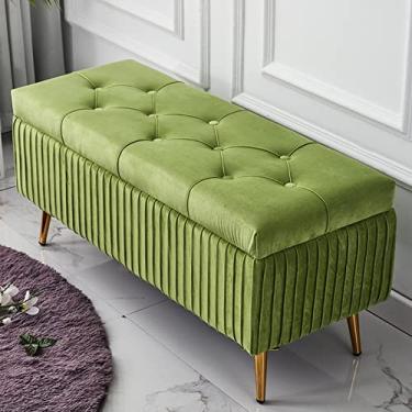 Imagem de Banqueta Ottomans para pés com banco de pés de armazenamento oculto estofado com pernas de metal - banco de cabeceira de cama, banco de janela para sala de estar quarto/cor 9/120 x 40 x 45 cm
