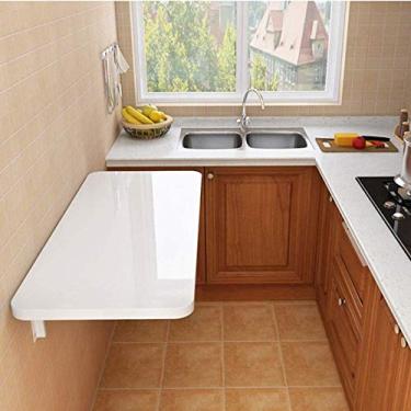 Imagem de Mesa de parede, mesa de jantar dobrável de folha de parede de cozinha, mesa de jantar para espaço pequeno, branco - 70 x 40 cm