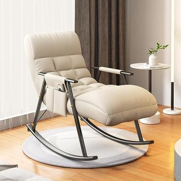 Imagem de Cadeira de balanço interna e externa, cadeira de balanço reclinável, tecido resistente à água perfeito para sala de estar, pátios e muito mais - funcionalidade de balanço para frente e para trás