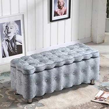 Imagem de Banqueta de armazenamento retangular com tampa articulada, banco de sofá para sala de estar, banco de quarto, cama, banco para sala de estar, banco para troca de sapatos, 40 x 40 x 80 cm