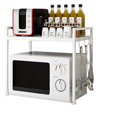 Imagem de HHHJQFAAT Rack de cozinha para forno de micro-ondas, rack retrátil de armazenamento de bancada de cozinha, suporte expansível de 2 camadas para cozinha, escritório, estação de trabalho, rack com 3
