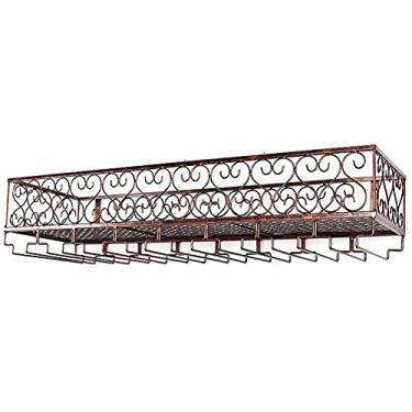 Imagem de Prateleiras de vinho montadas na parede unidade de metal prateleiras de vinho flutuantes suporte de garrafa de vinho prateleiras de metal para taças de ferro